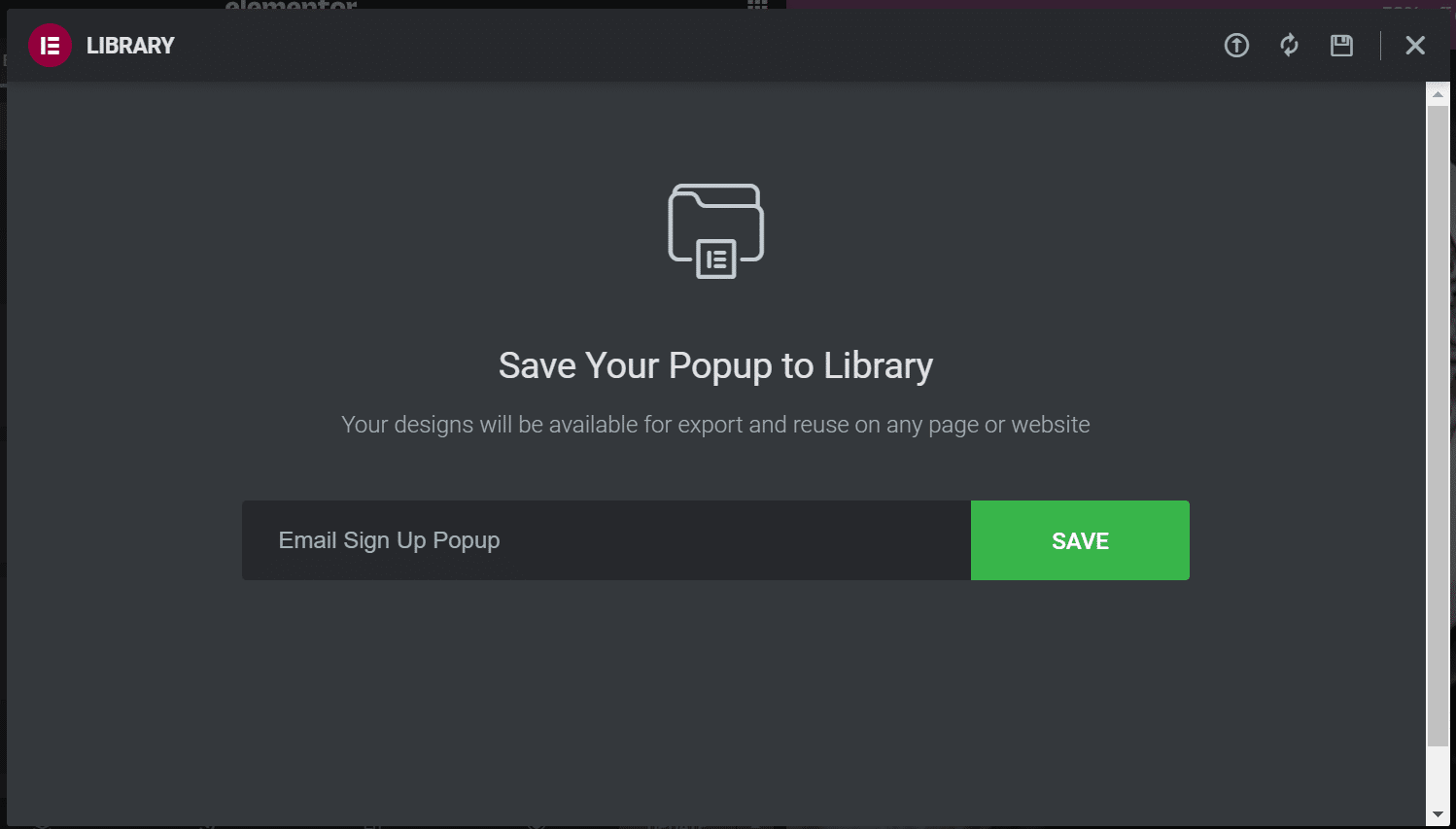 Dê um nome ao modelo pop-up e salve-o