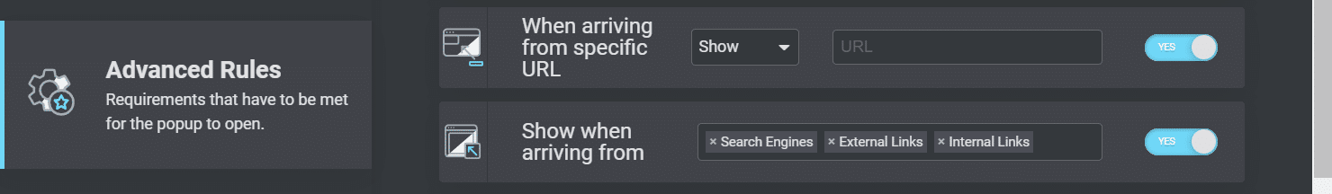 Mostrar para usuários que chegam de um lugar específico