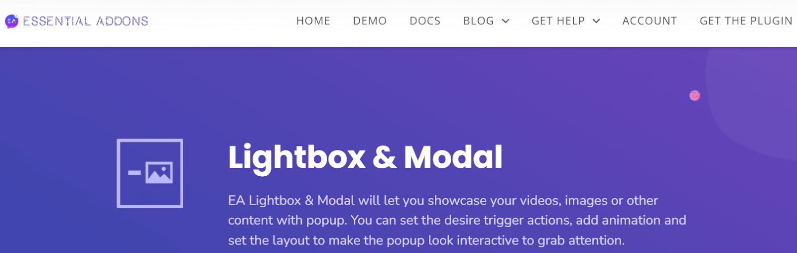 Plugin Lightbox & Modal (Essential Addons for Elementor)