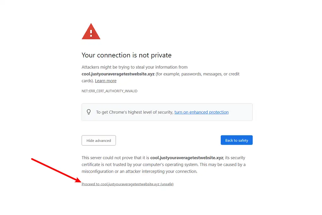 Предупреждение SSL Chrome