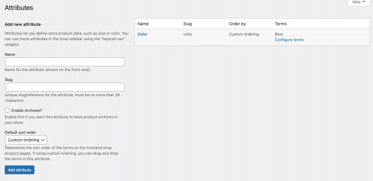 Menambahkan atribut baru ke WooCommerce.