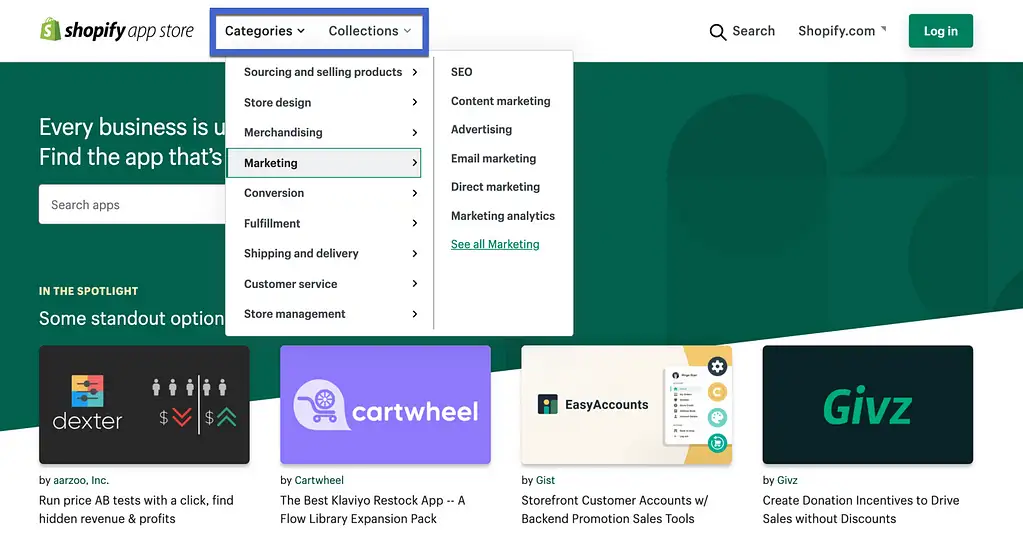 Shopify 對應用類別的評論
