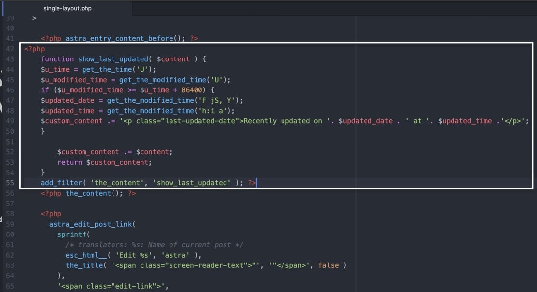 Inserați codul în single-layout.php