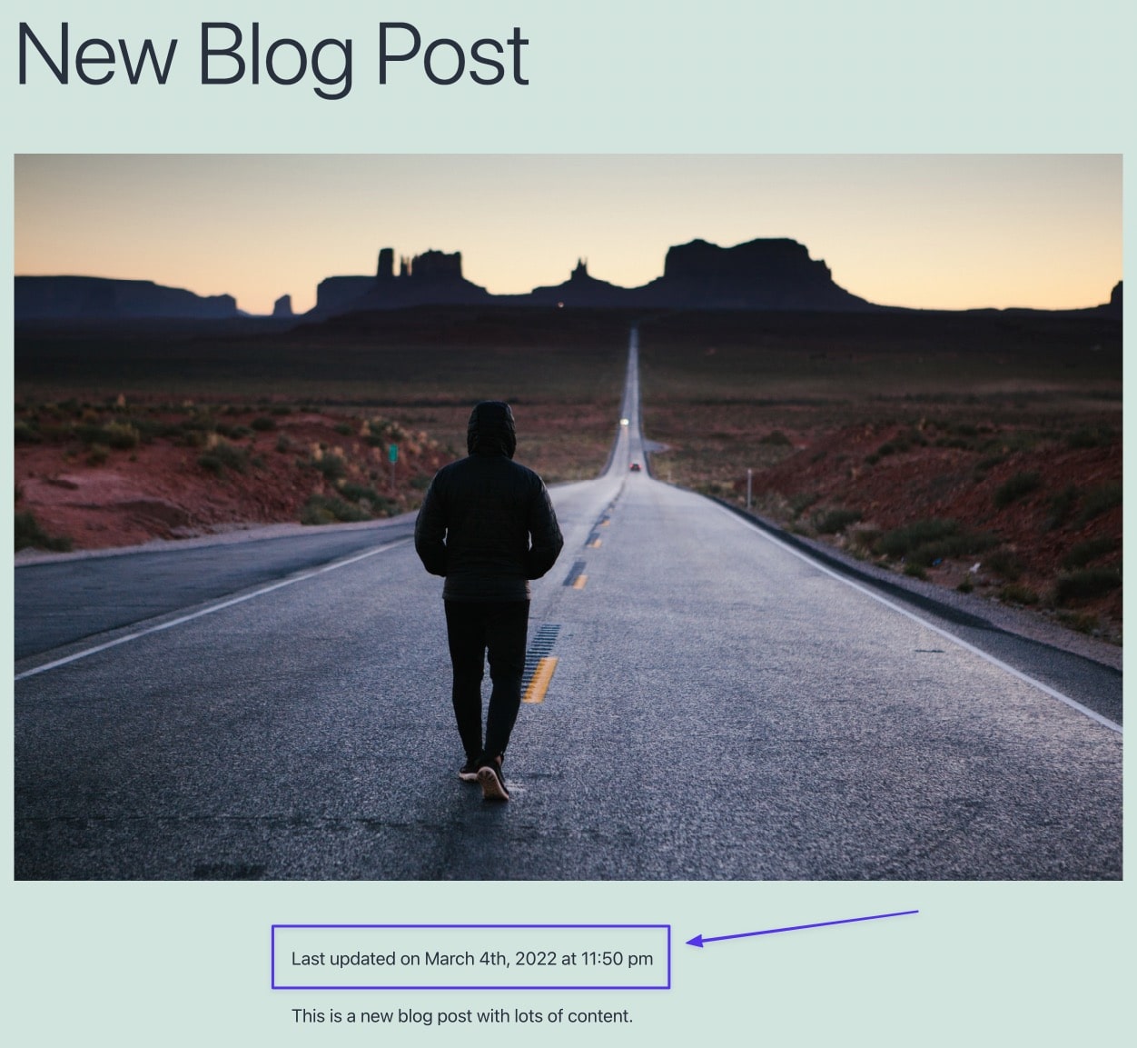 Vizualizare front-end a ultimei date actualizate