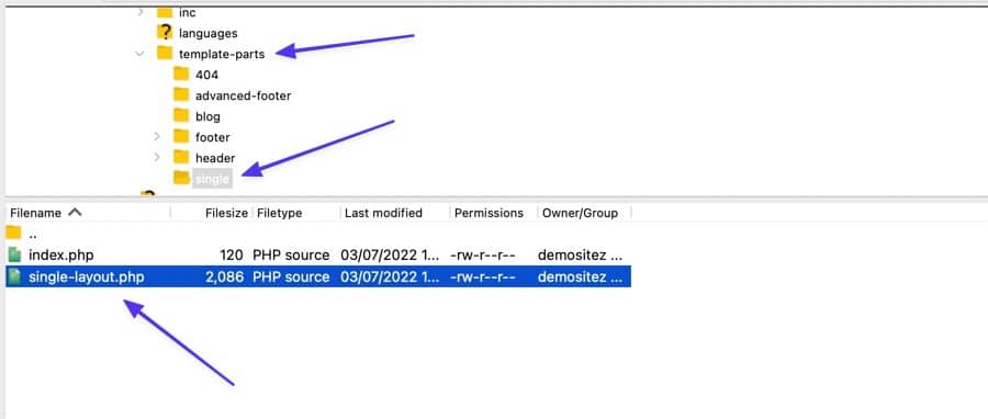 Deschideți fișierul single-layout.php
