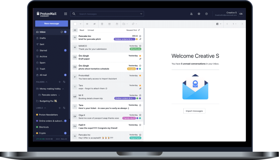 Почтовый ящик ProtonMail