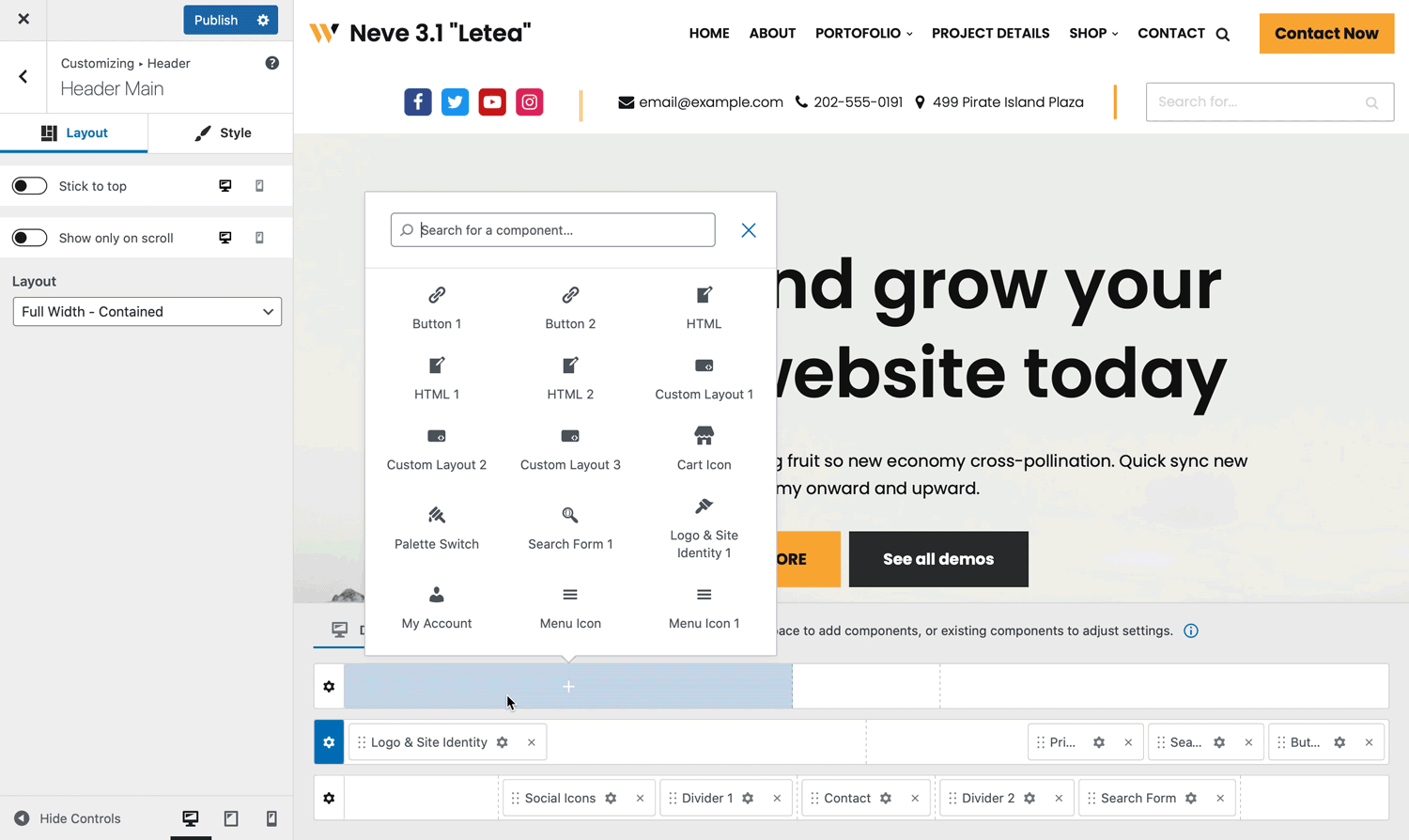 Componente de área de widgets de Neve 3.1