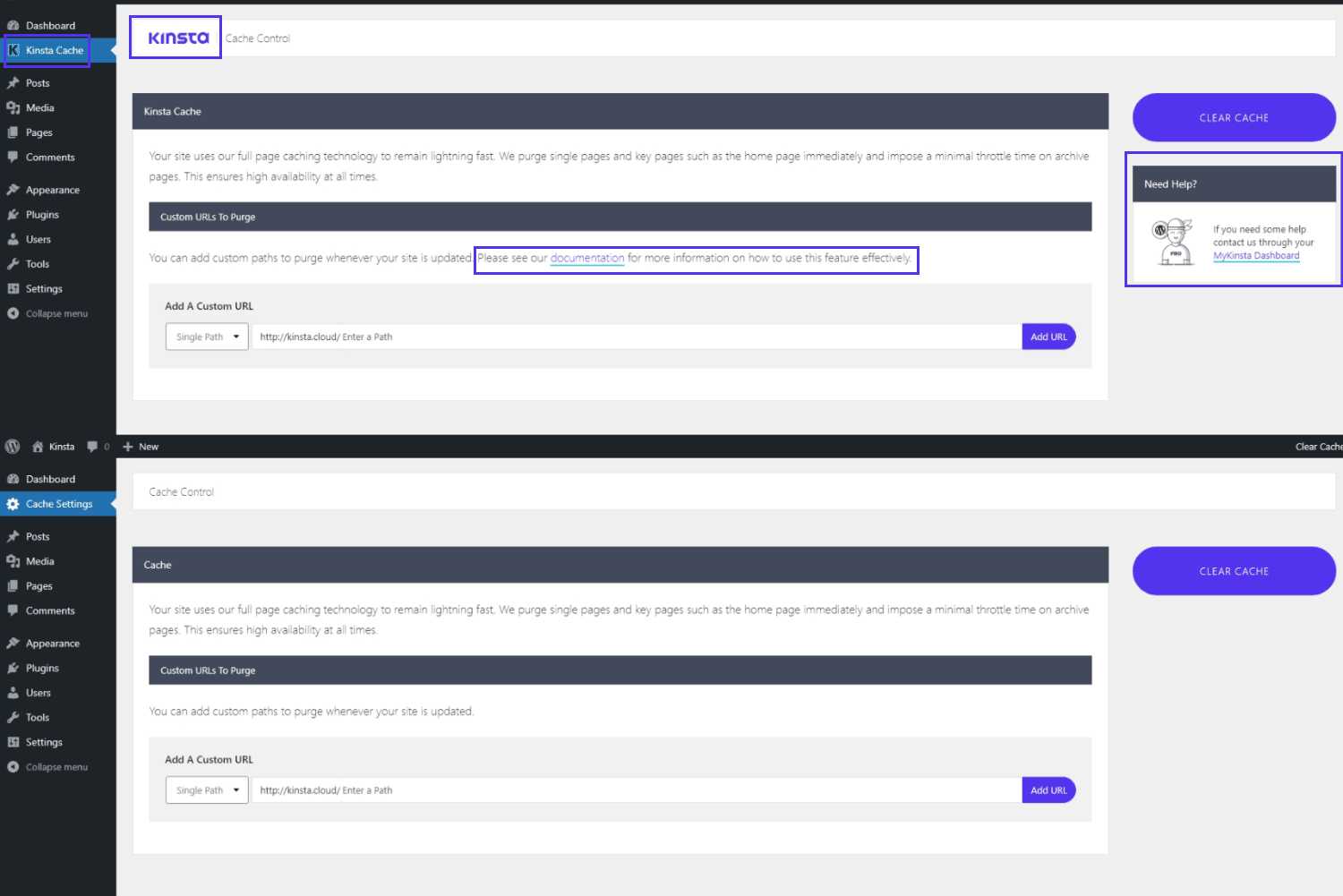 Étiquetage blanc du plugin Kinsta MU avec ses images avant et après.