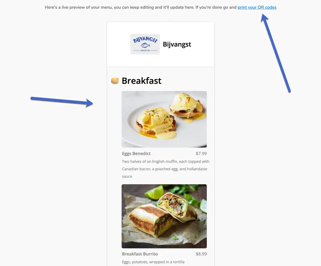 menu kode QR