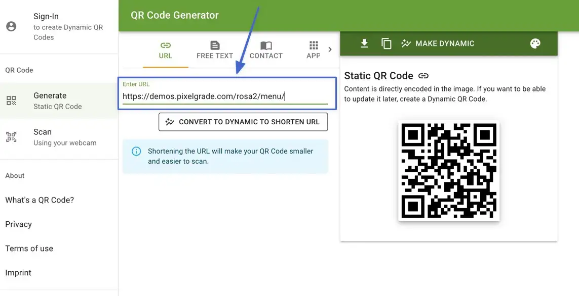 rekatkan di URL menu
