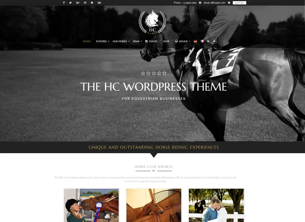 Horse Club - Tema WordPress Equestre