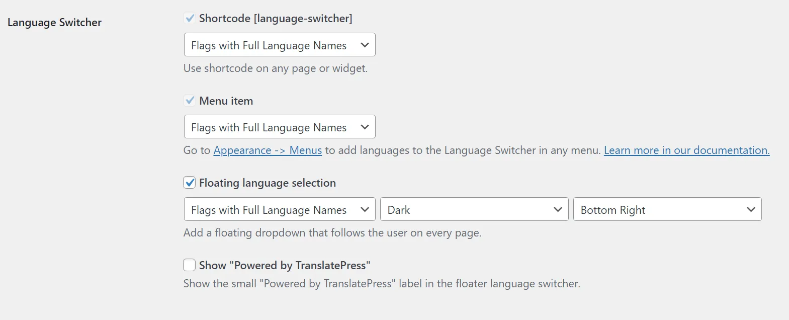 Setări de comutare de limbi WooCommerce pentru TranslatePress