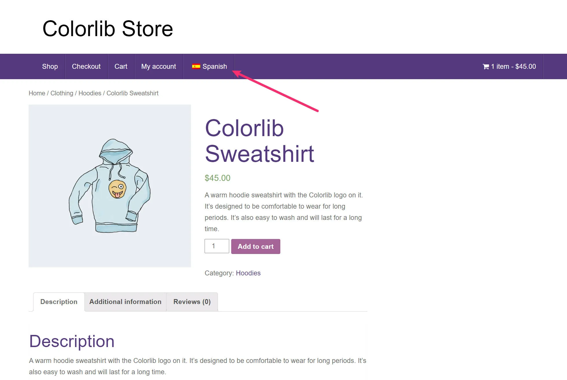 Steagul WooCommerce în meniul de sus