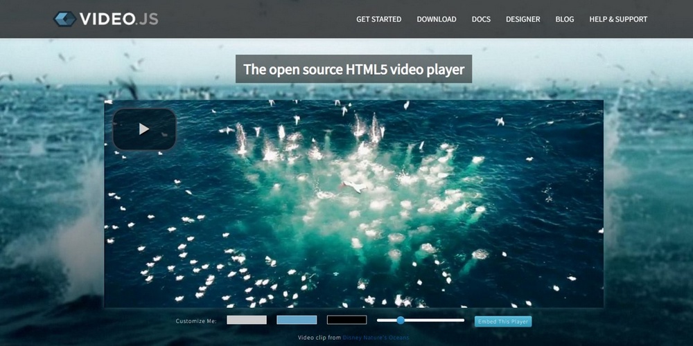 Video.jsHTML5プレーヤープラグインの製品ページ