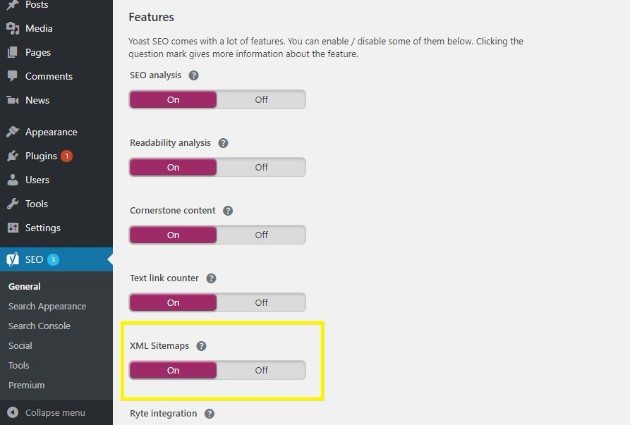 YoastSEOを使用してxmlサイトマップを作成します