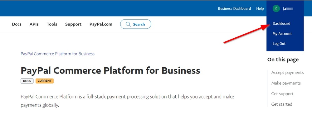 vá para o painel da conta do desenvolvedor do paypal