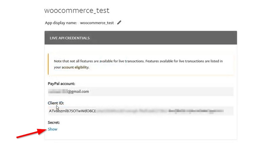 chave secreta da conta do desenvolvedor paypal e id do cliente