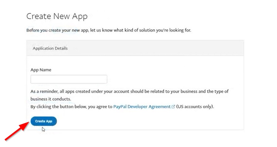 nome do aplicativo de API REST do paypal ao vivo