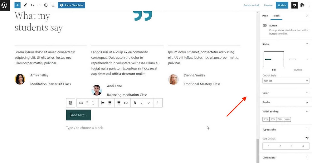 Gutenberg a îmbunătățit opțiunile barei laterale