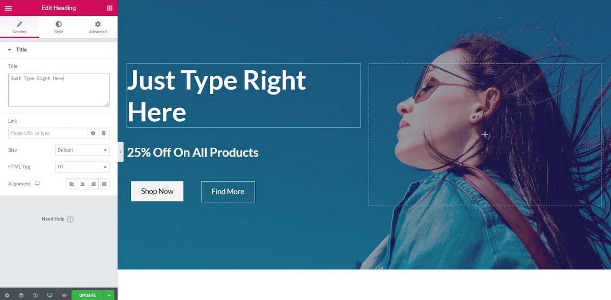 Modifica la pagina con Elementor
