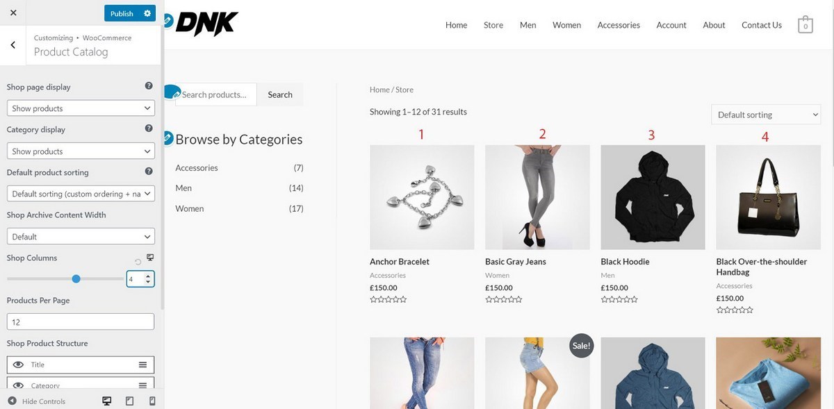 Impostazioni del catalogo prodotti Astra WooCommerce