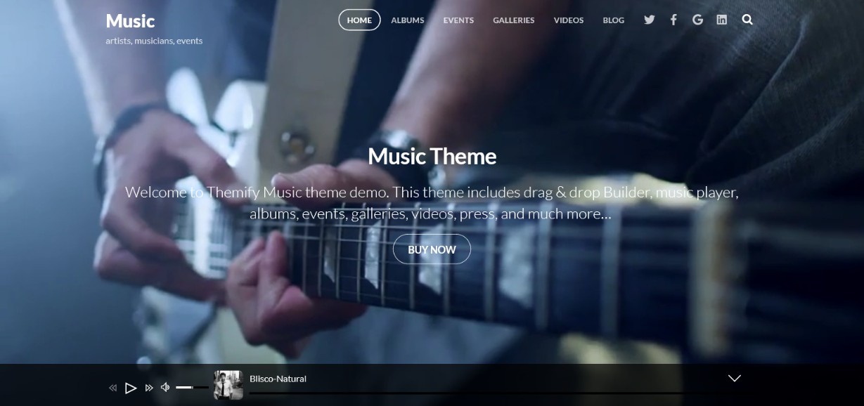Demo motywu muzycznego Themify