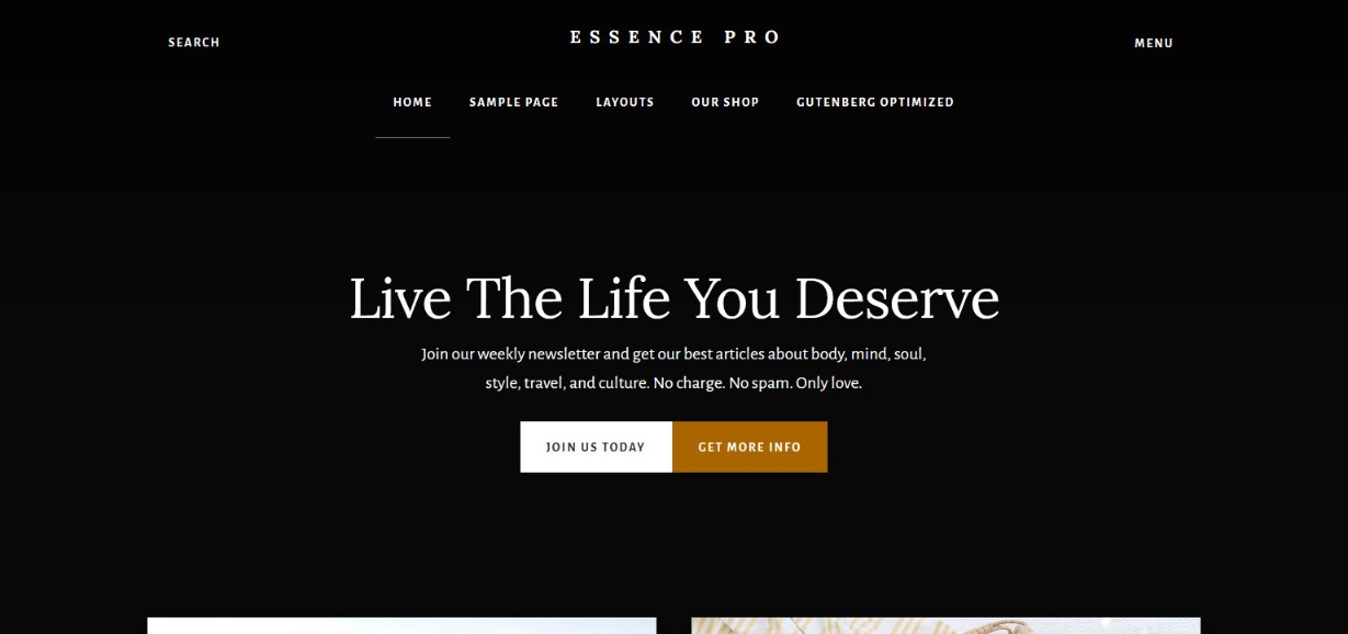 Studiopress Essence Pro gotowy motyw gutenberg