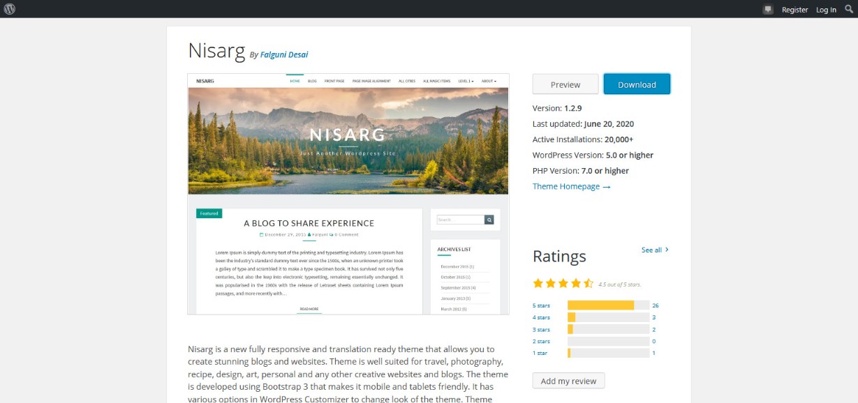 Motyw WordPress Nisarg