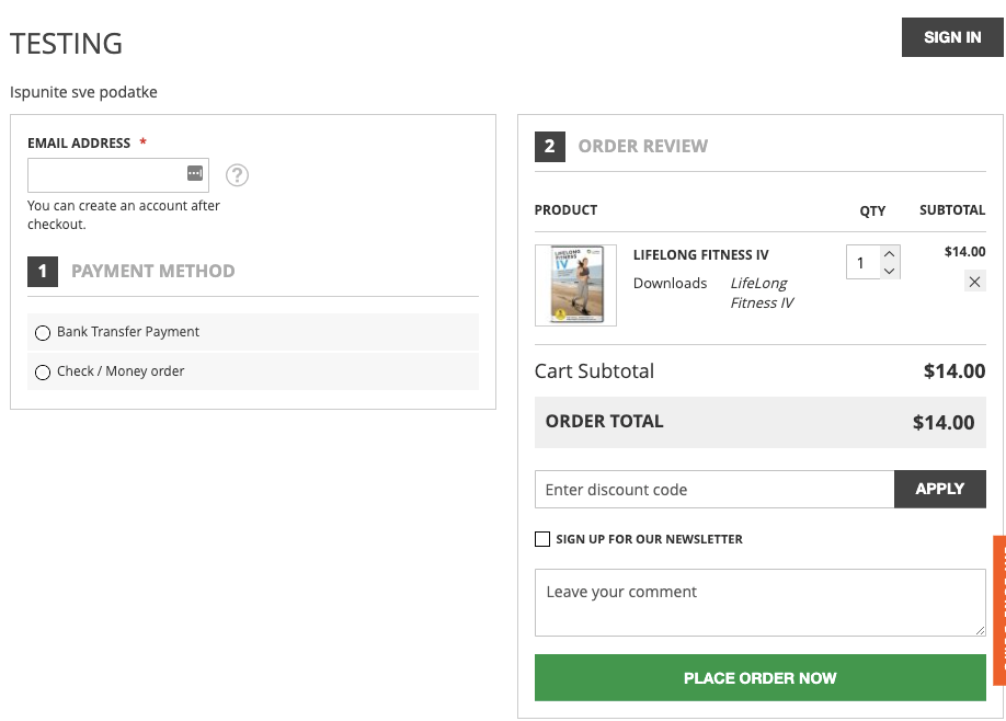 Mage Delight One Step Checkout Demobild