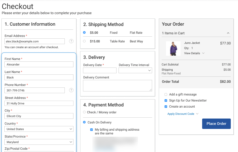 Amasty 1-Schritt-Checkout-Frontend-Demo