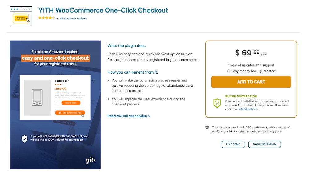 Plugin de checkout com um clique do Yith WooCommerce