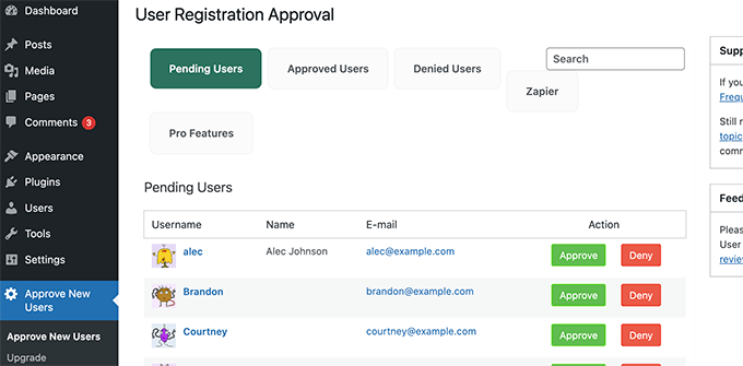 中程度のユーザー登録 Moderate user registration
