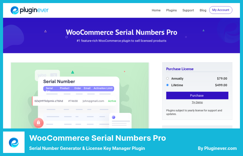 WooCommerce Serial Numbers Pro Plugin - Plugin générateur de numéros de série et gestionnaire de clés de licence