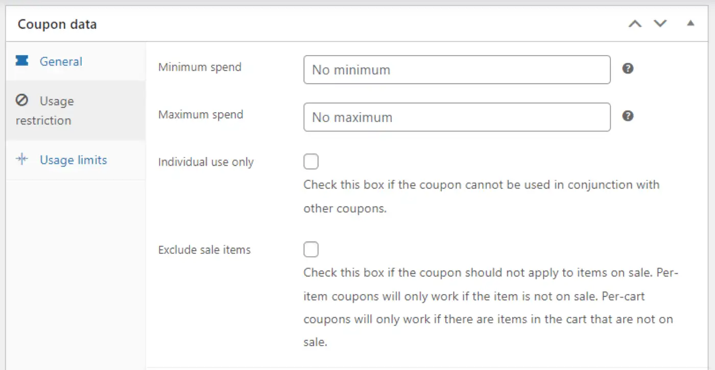 Configurar los ajustes de restricción de uso en WooCommerce