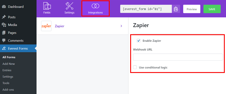 تفعيل Zapier And Paste Webhook URL
