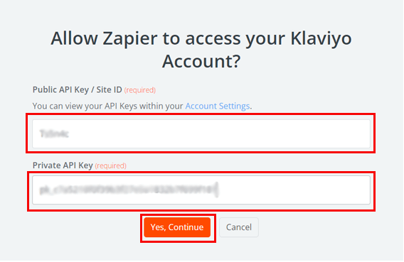 لصق مفاتيح API