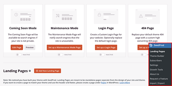 tablero-de-la-pagina-de-aterrizaje - SeedProd SeedProd landing page dashboard