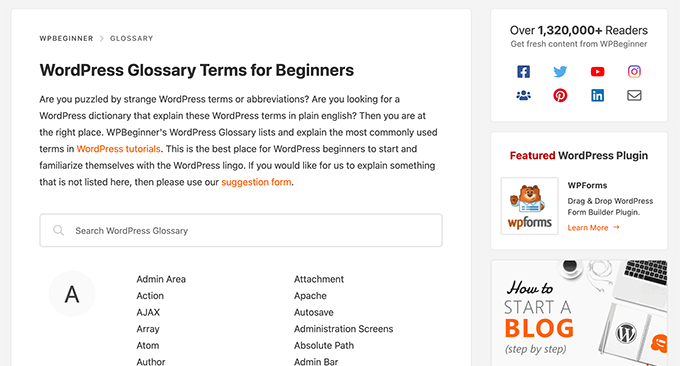 WPBeginner WordPress Glosarium Pencarian Langsung WPBeginner WordPress Glossary Live Search