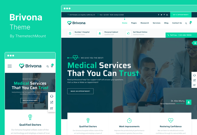 Tema Brivona - Tema WordPress Medis, Rumah Sakit Kesehatan