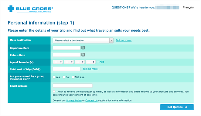 landing-page-example-blue-cross-insurance - SeedProd Blue Cross insurance landing page example