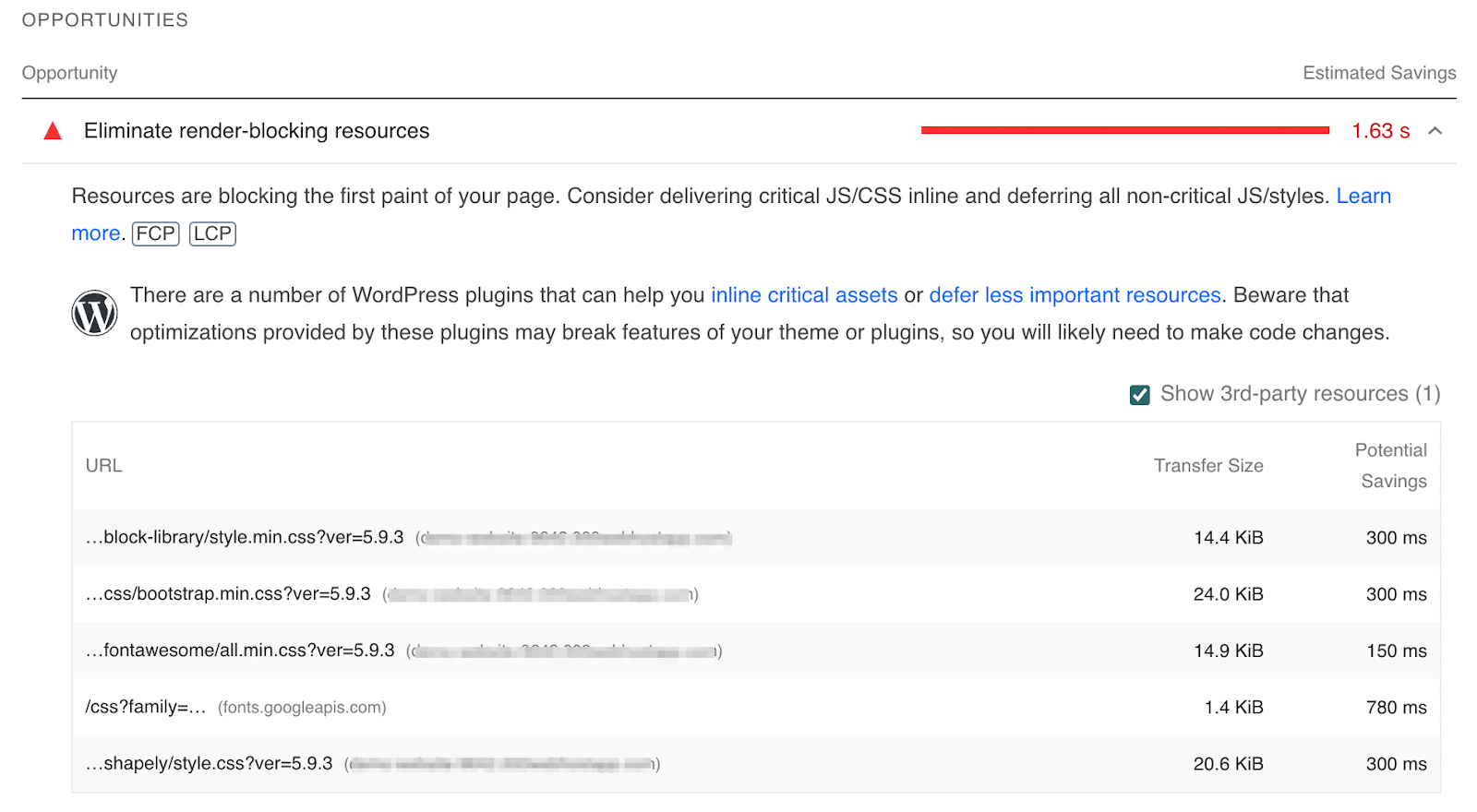 encontrar CSS que se pueda optimizar con Google PageSpeed