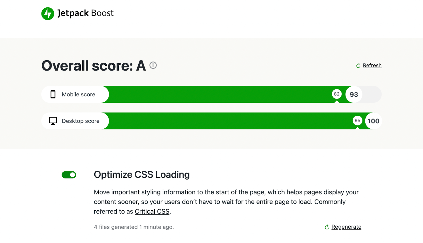 optimizando CSS con Jetpack Boost