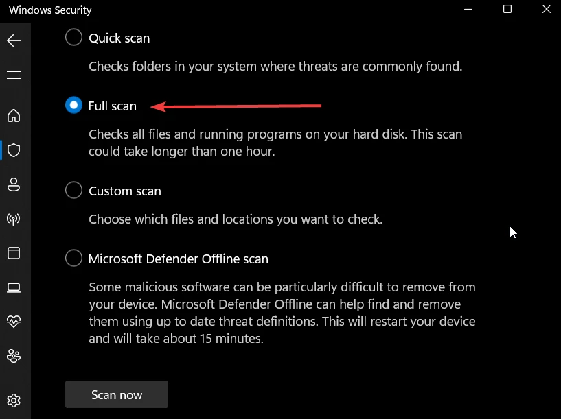 Windows Defender 全面扫描