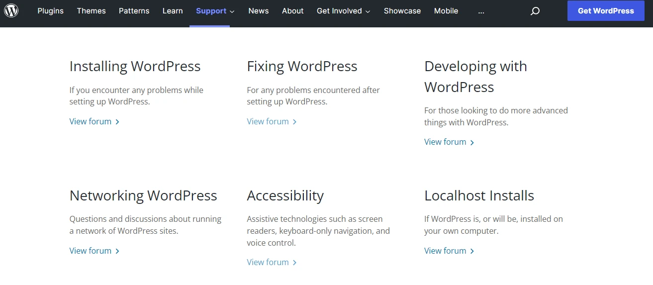 Fora wsparcia WordPress