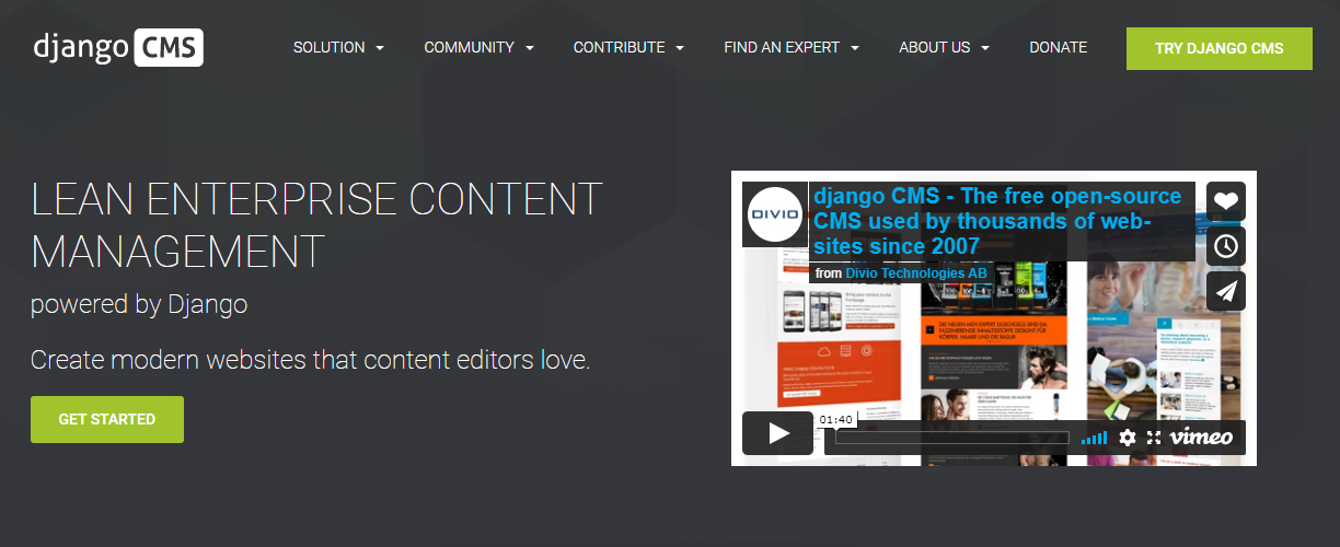 Página de inicio de Django CMS