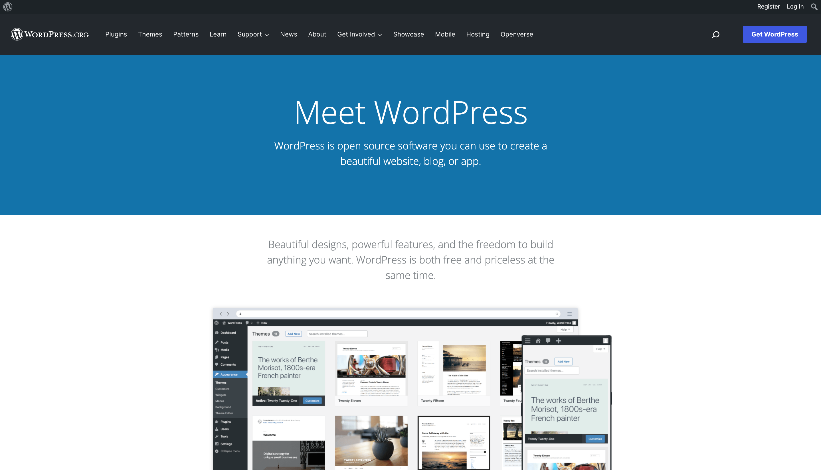 página de inicio de wordpress.org