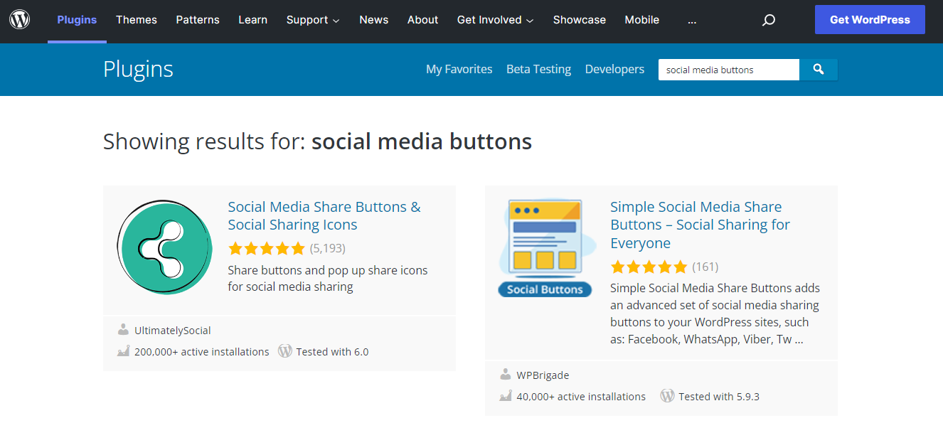 Complementos de botones de redes sociales en WordPress