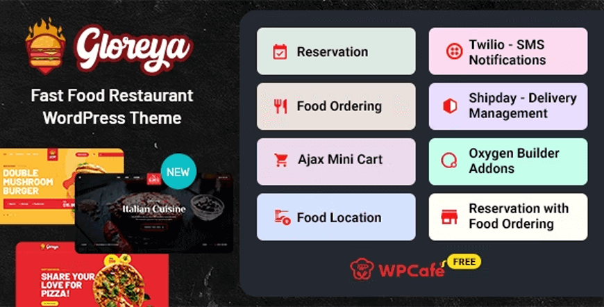 Gloreya - temă wordpress pentru comandă de mâncare