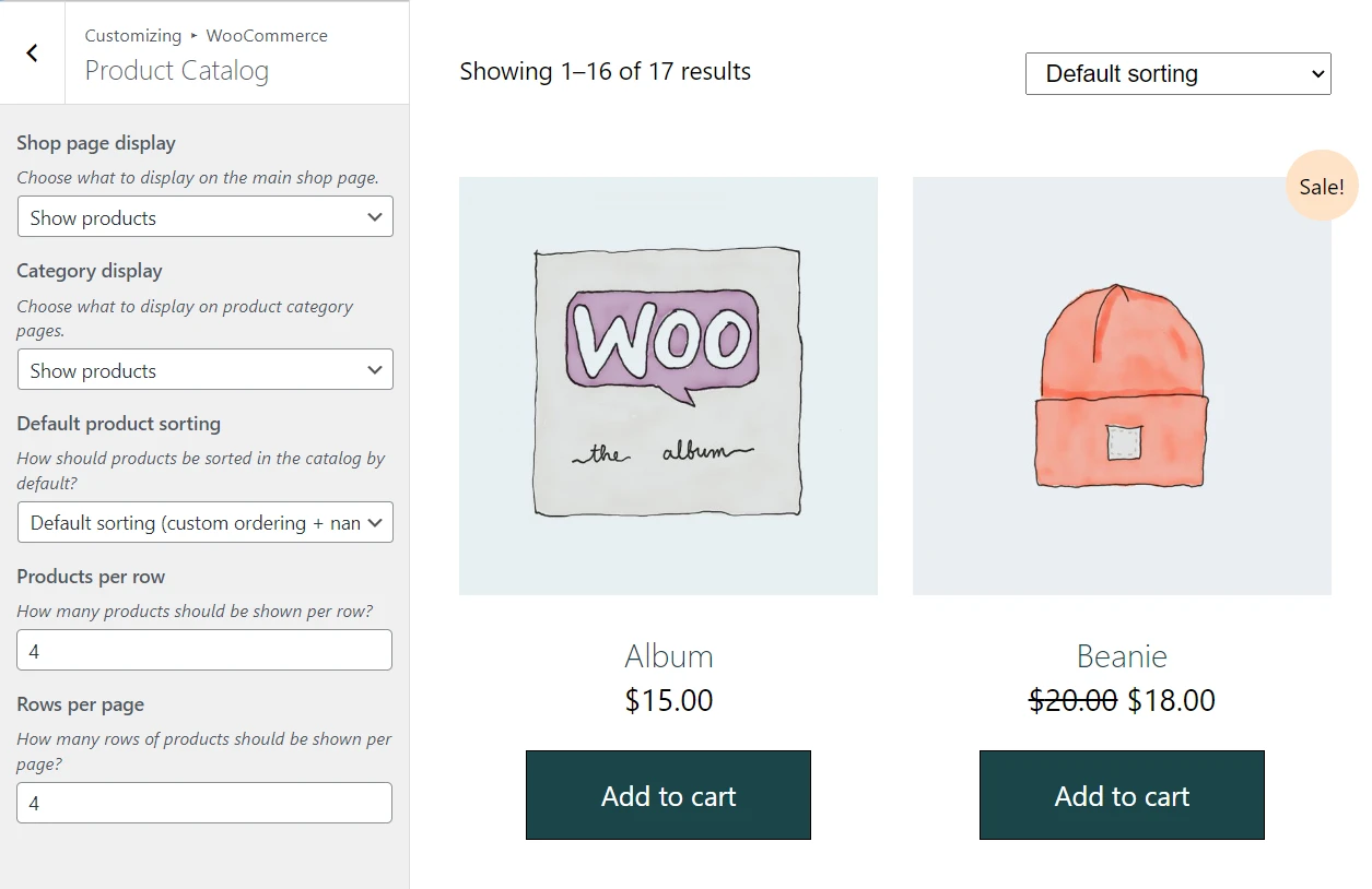 Cambiar la configuración de visualización de WooCommerce