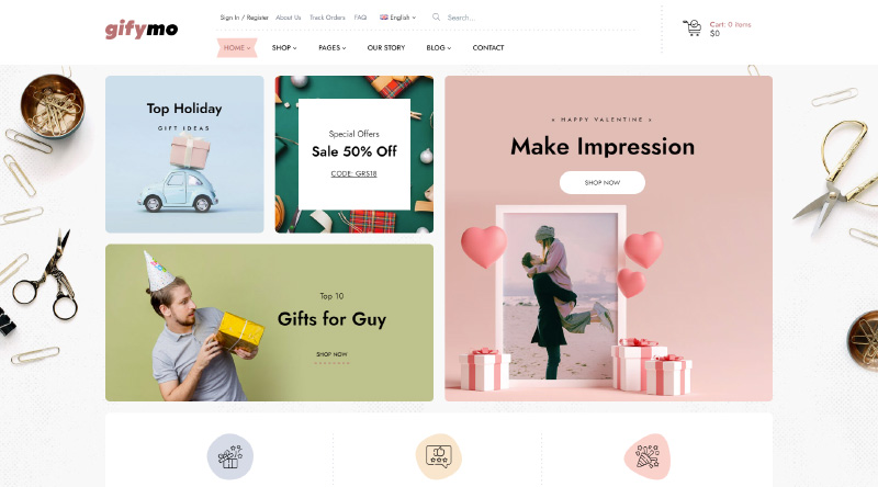 Cele mai bune 5 teme WordPress pentru magazinul de cadouri pe care trebuie să le verificați 5 Gifymo WordPress Theme